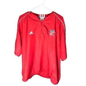 Adidas mens Size L 1/4 zip windbreaker top red King College University logo